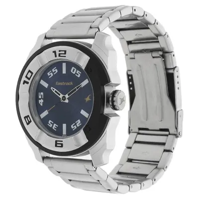 Fastrack Motorheads Quartz Analog Blue Dial Stainless Steel Strap Watch